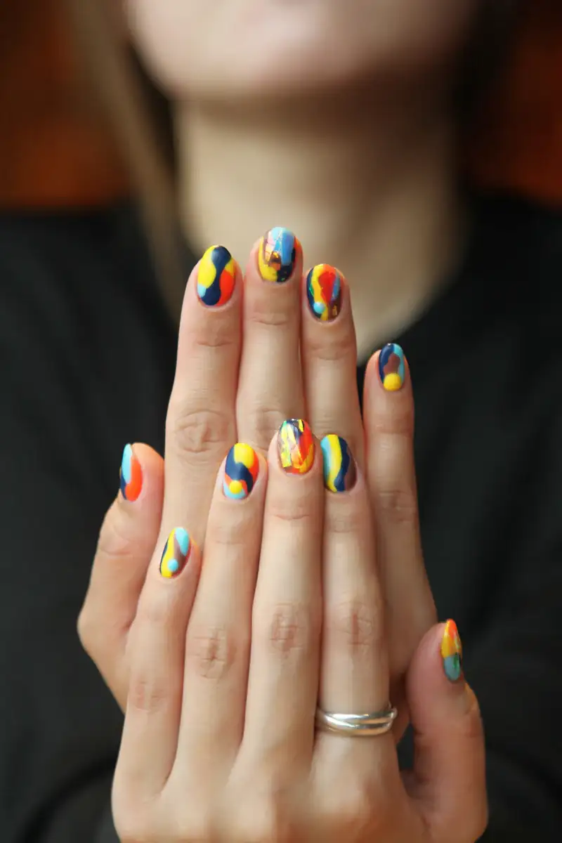 Colourful abstract nail art